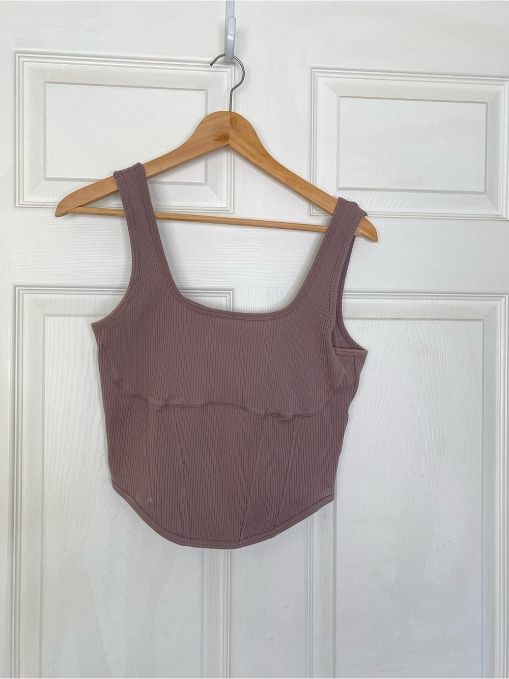 PINK Victoria's Secret Ribbed Square-Neck Tank in Mauve Taupe